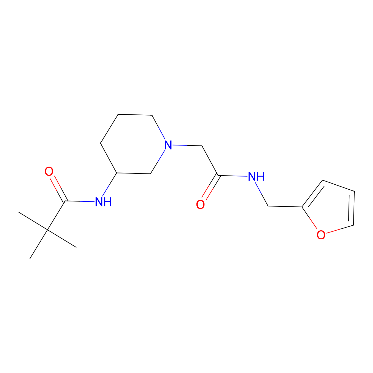 N-[1-({[(furan-2-yl)methyl]carbamoyl}methyl)piperidin-3-yl]-2,2-dimethylpropanamide molecular structure, CAS 2770636-86-5