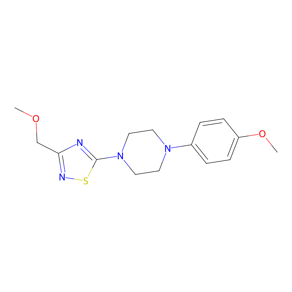 1-[3-(Methoxymethyl)-1,2,4-thiadiazol-5-yl]-4-(4-methoxyphenyl)piperazine molecular structure, CAS 2770636-90-1
