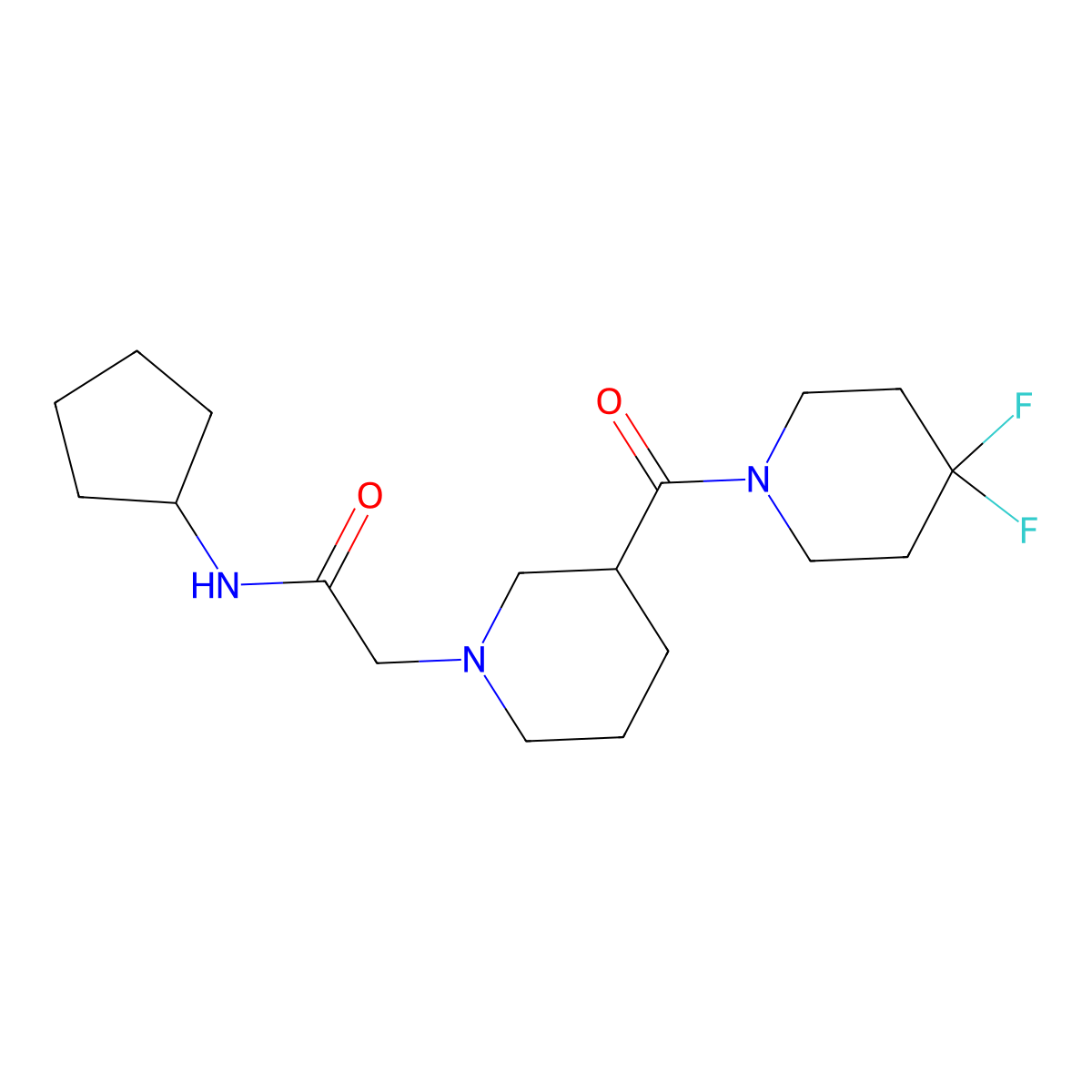 N-cyclopentyl-2-[3-(4,4-difluoropiperidine-1-carbonyl)piperidin-1-yl]acetamide molecular structure, CAS 2770636-95-6