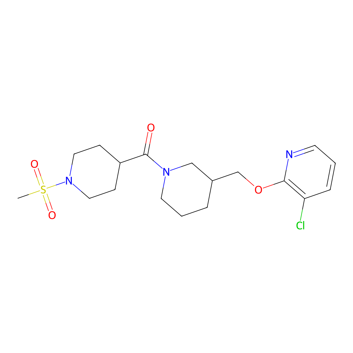 3-Chloro-2-{[1-(1-methanesulfonylpiperidine-4-carbonyl)piperidin-3-yl]methoxy}pyridine molecular structure, CAS 2770637-00-6