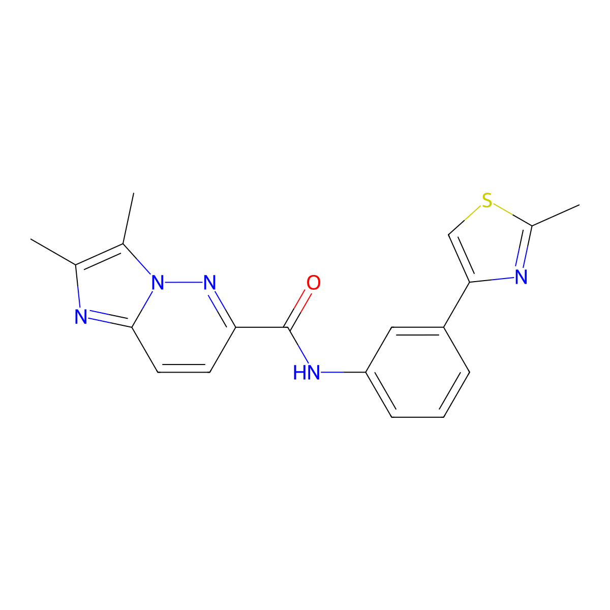 2,3-dimethyl-N-[3-(2-methyl-1,3-thiazol-4-yl)phenyl]imidazo[1,2-b]pyridazine-6-carboxamide molecular structure, CAS 2770637-04-0