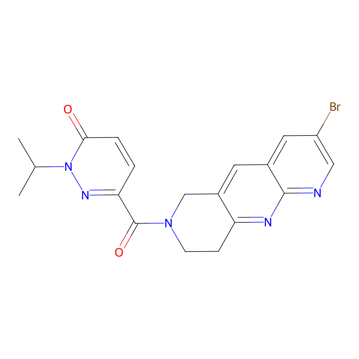 6-{3-bromo-6H,7H,8H,9H-pyrido[2,3-b]1,6-naphthyridine-7-carbonyl}-2-(propan-2-yl)-2,3-dihydropyridazin-3-one molecular structure, CAS 2770637-05-1