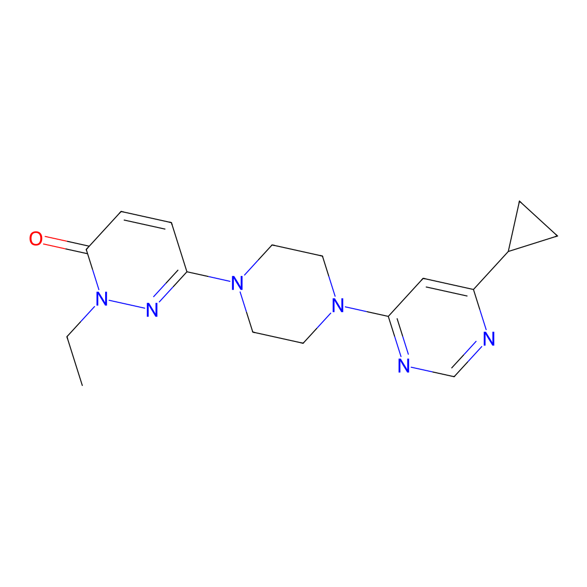 6-[4-(6-Cyclopropylpyrimidin-4-yl)piperazin-1-yl]-2-ethyl-2,3-dihydropyridazin-3-one molecular structure, CAS 2770637-06-2