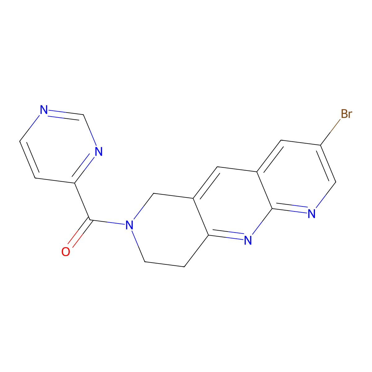 4-{3-bromo-6H,7H,8H,9H-pyrido[2,3-b]1,6-naphthyridine-7-carbonyl}pyrimidine molecular structure, CAS 2770637-09-5