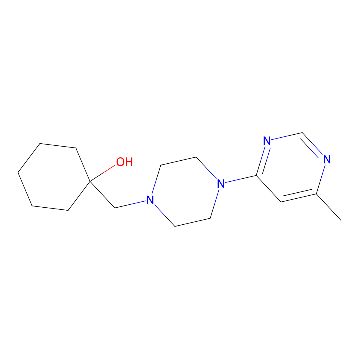 1-{[4-(6-Methylpyrimidin-4-yl)piperazin-1-yl]methyl}cyclohexan-1-ol molecular structure, CAS 2770637-10-8