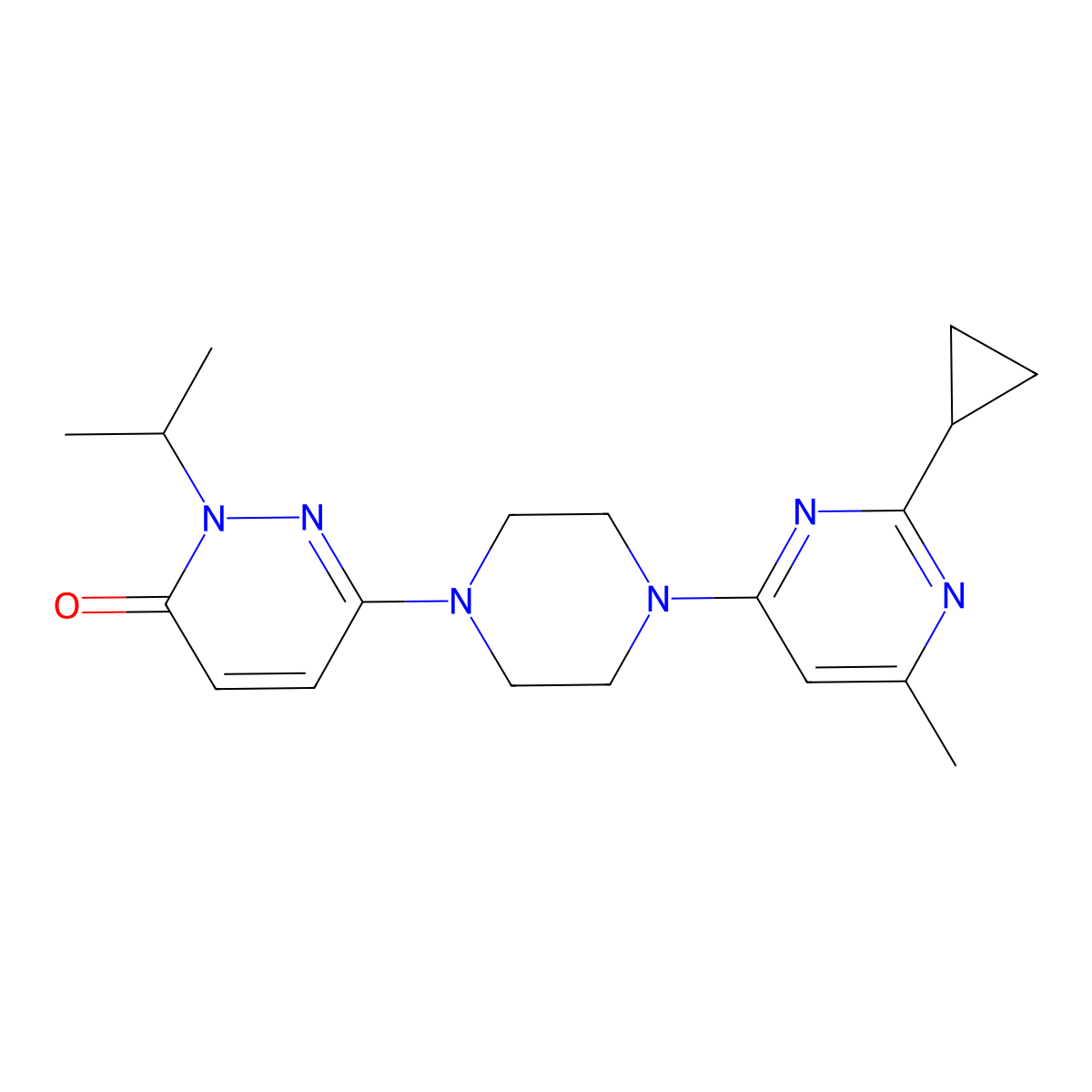 6-[4-(2-Cyclopropyl-6-methylpyrimidin-4-yl)piperazin-1-yl]-2-(propan-2-yl)-2,3-dihydropyridazin-3-one molecular structure, CAS 2770637-12-0