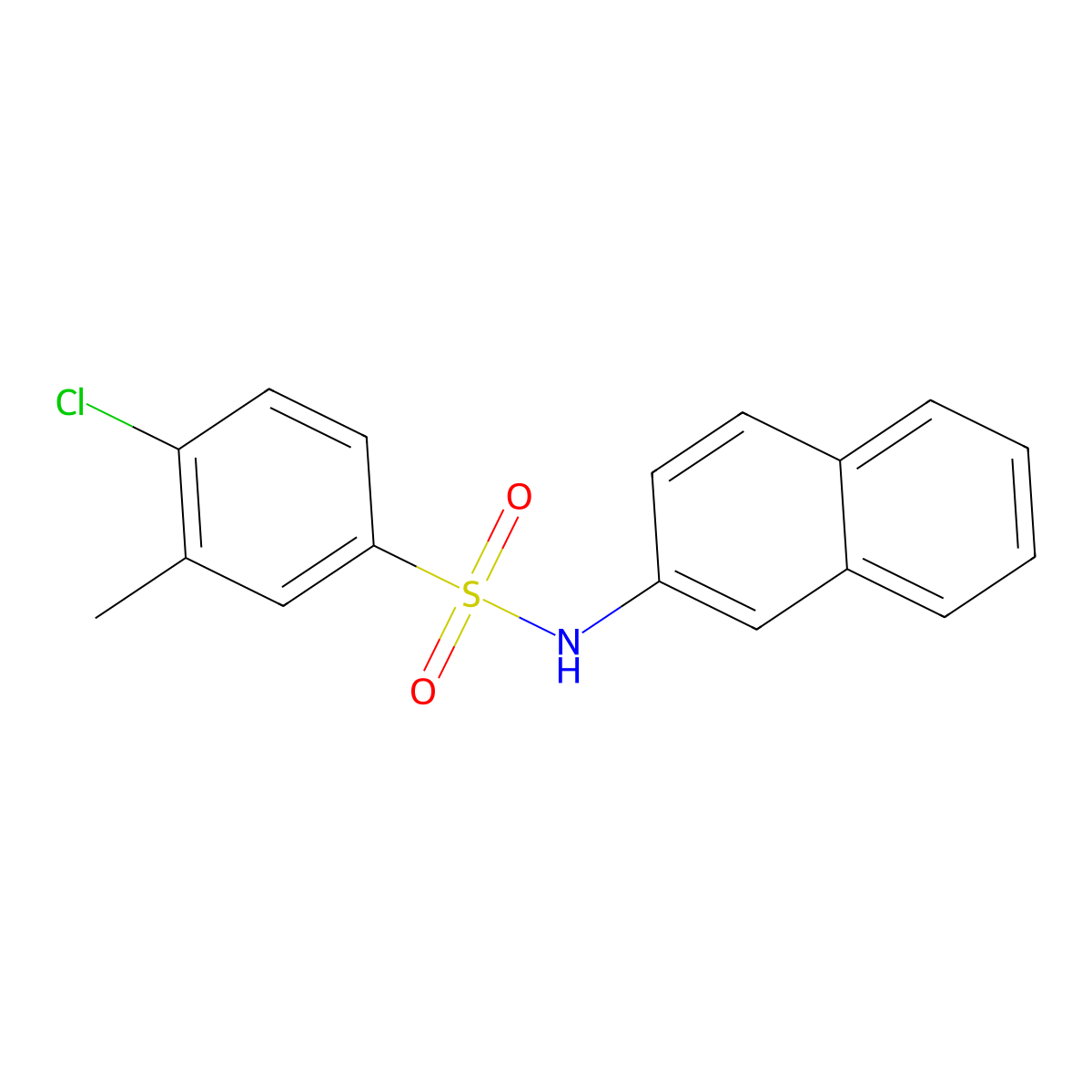 4-chloro-3-methyl-N-(naphthalen-2-yl)benzene-1-sulfonamide molecular structure, CAS 2770637-13-1