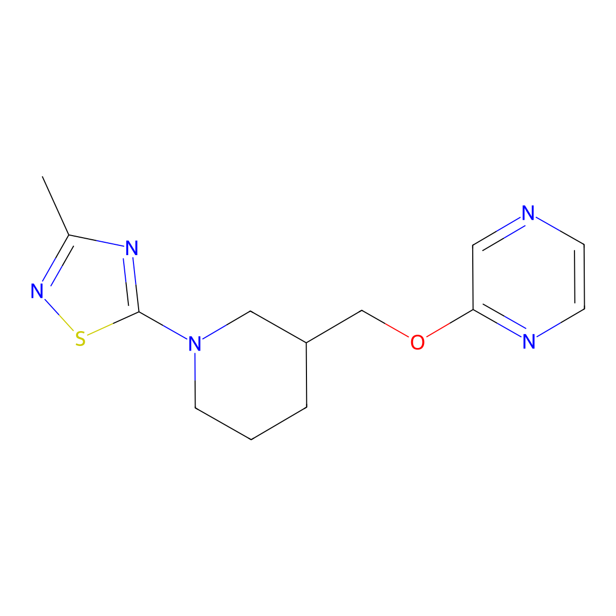 2-{[1-(3-Methyl-1,2,4-thiadiazol-5-yl)piperidin-3-yl]methoxy}pyrazine molecular structure, CAS 2770637-16-4