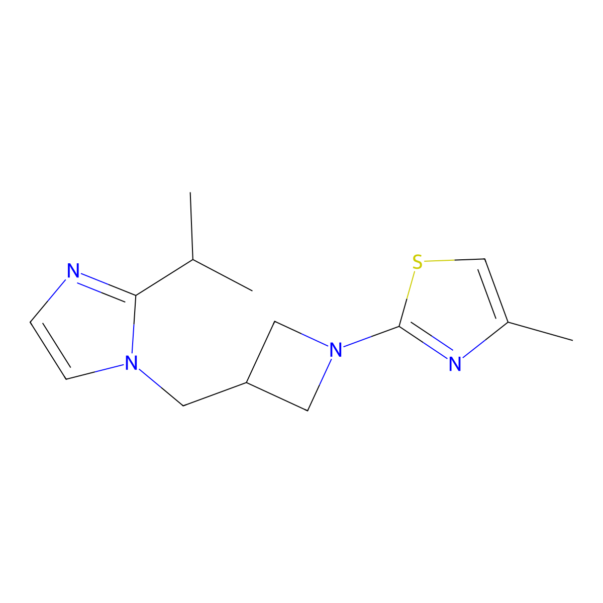 4-methyl-2-(3-{[2-(propan-2-yl)-1H-imidazol-1-yl]methyl}azetidin-1-yl)-1,3-thiazole molecular structure, CAS 2770637-17-5