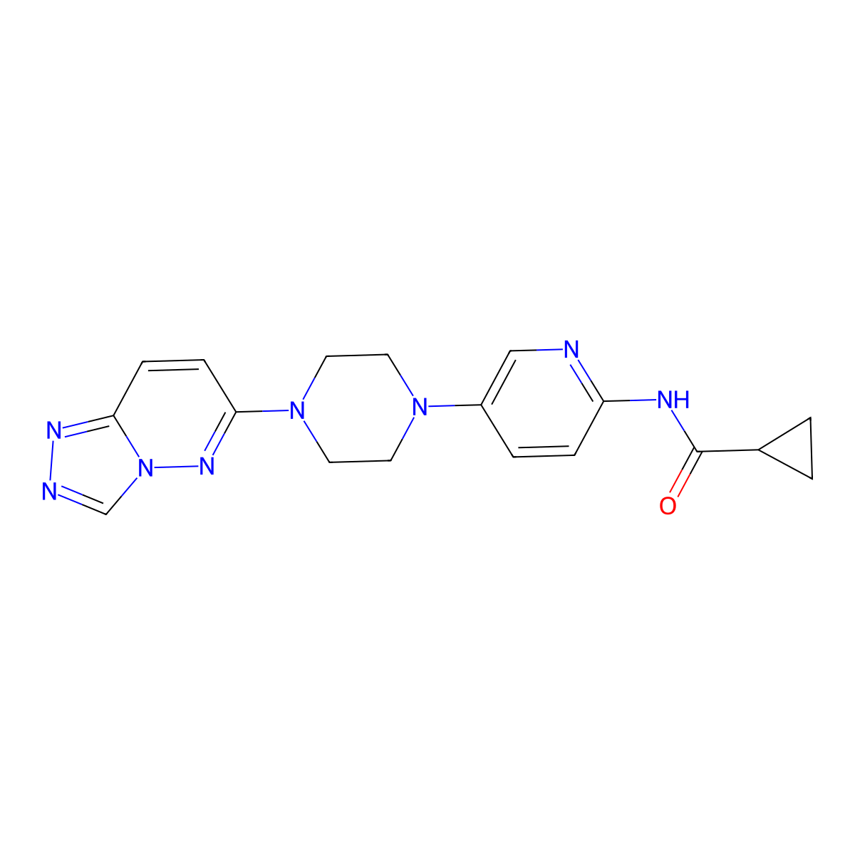 N-[5-(4-{[1,2,4]triazolo[4,3-b]pyridazin-6-yl}piperazin-1-yl)pyridin-2-yl]cyclopropanecarboxamide molecular structure, CAS 2770637-23-3