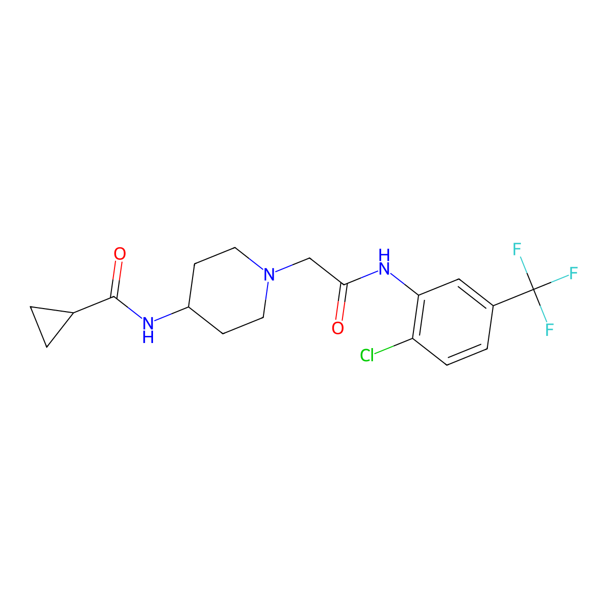 N-[1-[2-[2-chloro-5-(trifluoromethyl)anilino]-2-oxoethyl]piperidin-4-yl]cyclopropanecarboxamide molecular structure, CAS 2770637-29-9