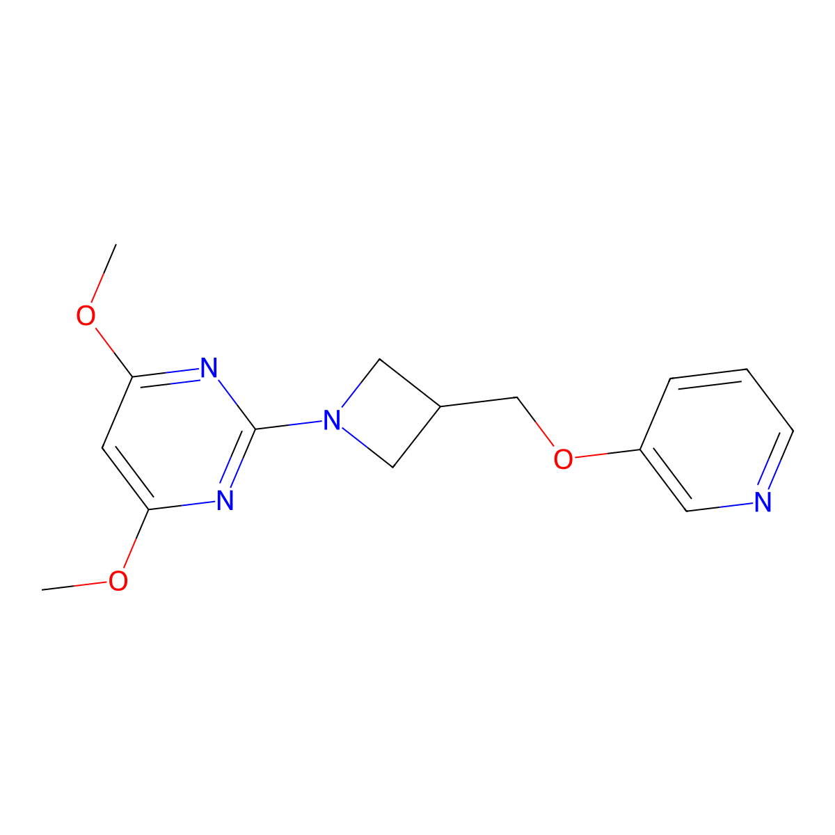 4,6-Dimethoxy-2-{3-[(pyridin-3-yloxy)methyl]azetidin-1-yl}pyrimidine molecular structure, CAS 2770637-30-2
