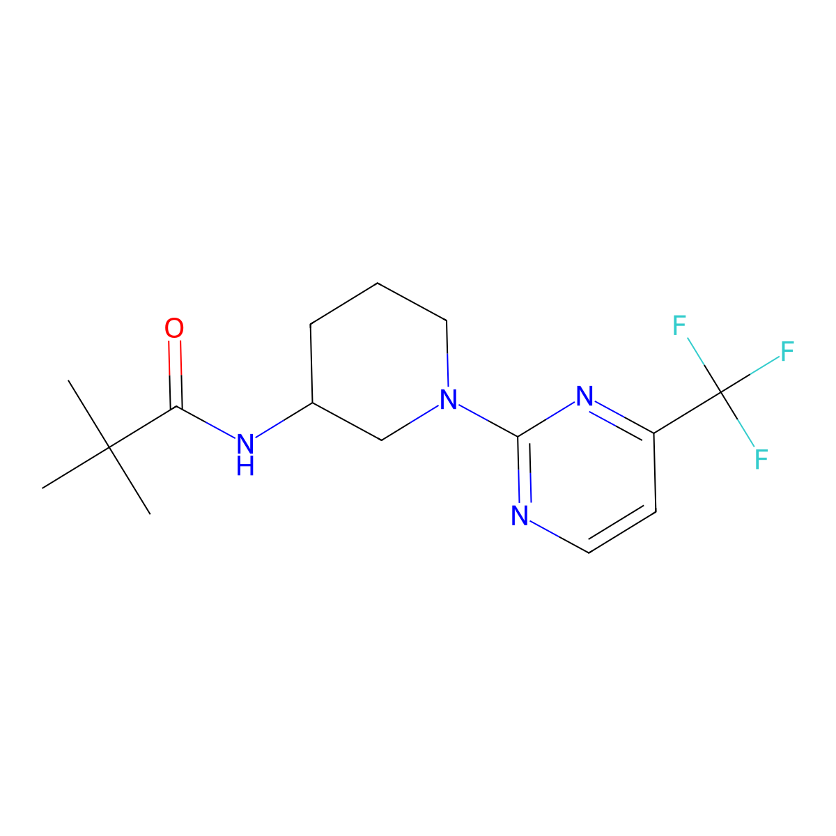 2,2-dimethyl-N-{1-[4-(trifluoromethyl)pyrimidin-2-yl]piperidin-3-yl}propanamide molecular structure, CAS 2770637-31-3