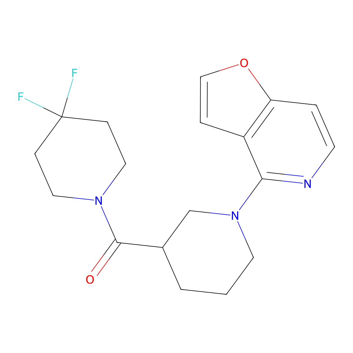 3-(4,4-Difluoropiperidine-1-carbonyl)-1-{furo[3,2-c]pyridin-4-yl}piperidine molecular structure, CAS 2770637-36-8
