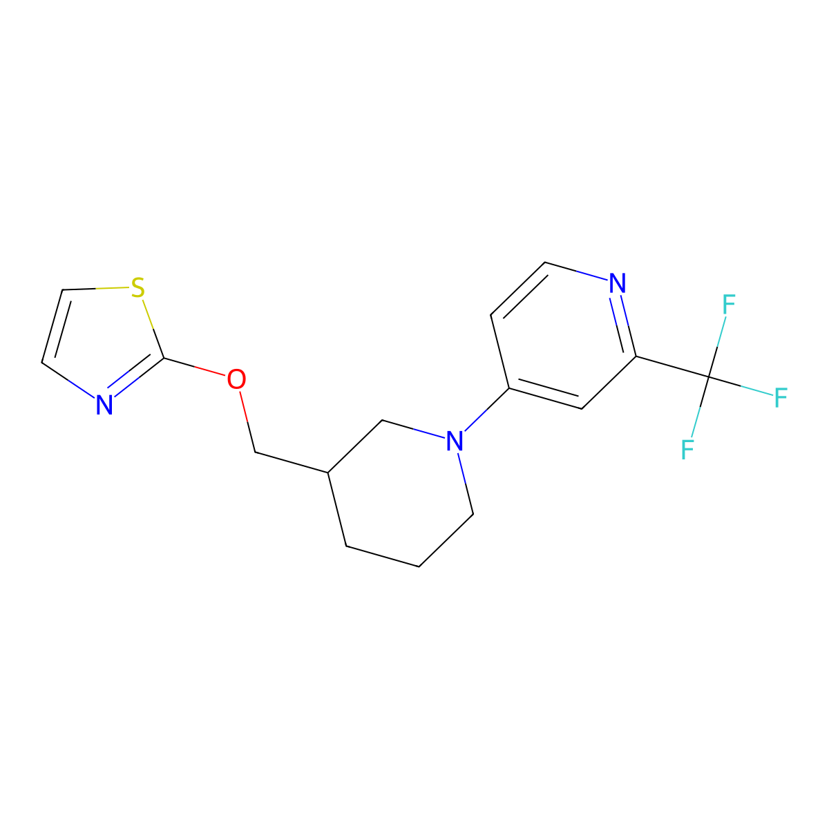 4-{3-[(1,3-Thiazol-2-yloxy)methyl]piperidin-1-yl}-2-(trifluoromethyl)pyridine molecular structure, CAS 2770637-39-1