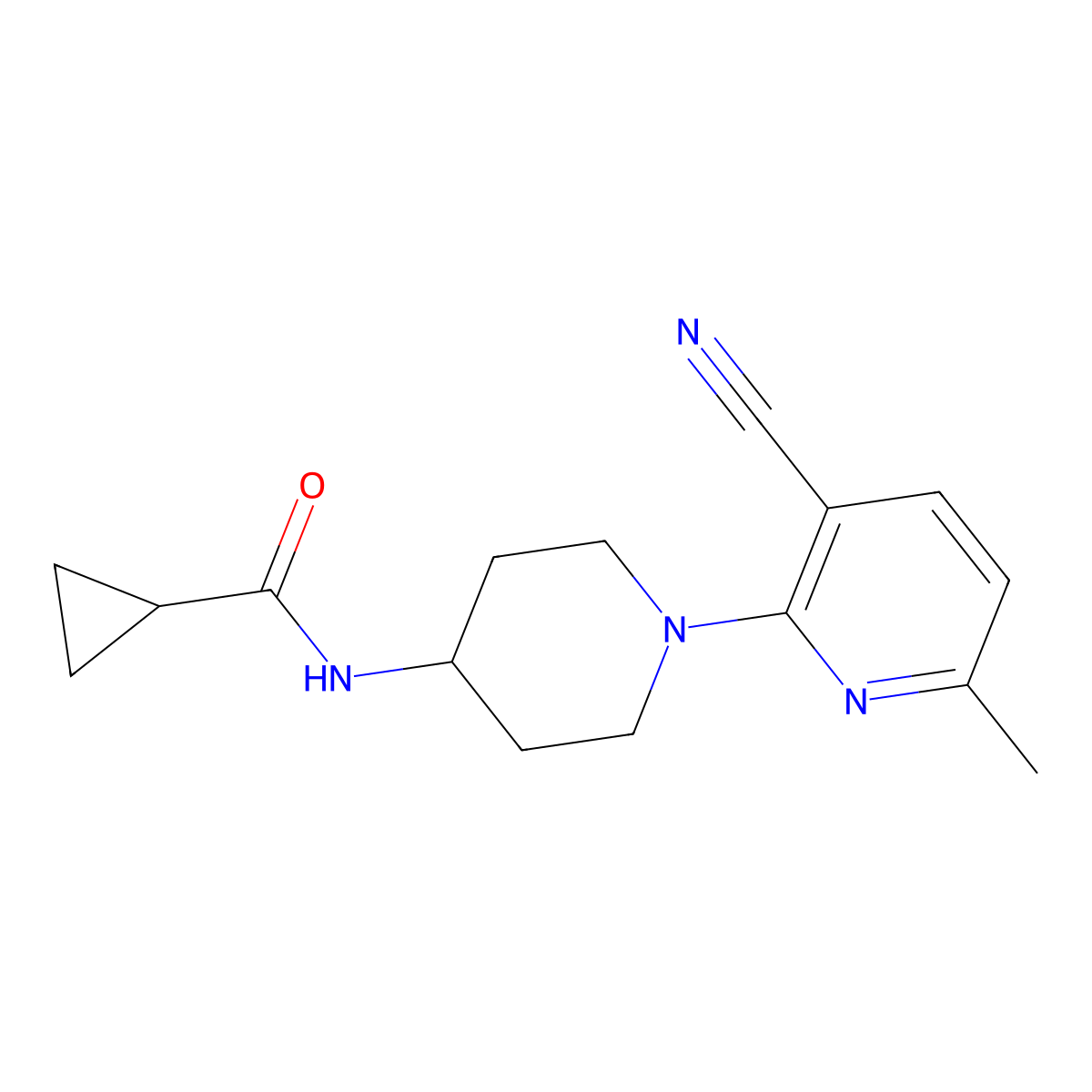 N-[1-(3-cyano-6-methylpyridin-2-yl)piperidin-4-yl]cyclopropanecarboxamide molecular structure, CAS 2770637-45-9