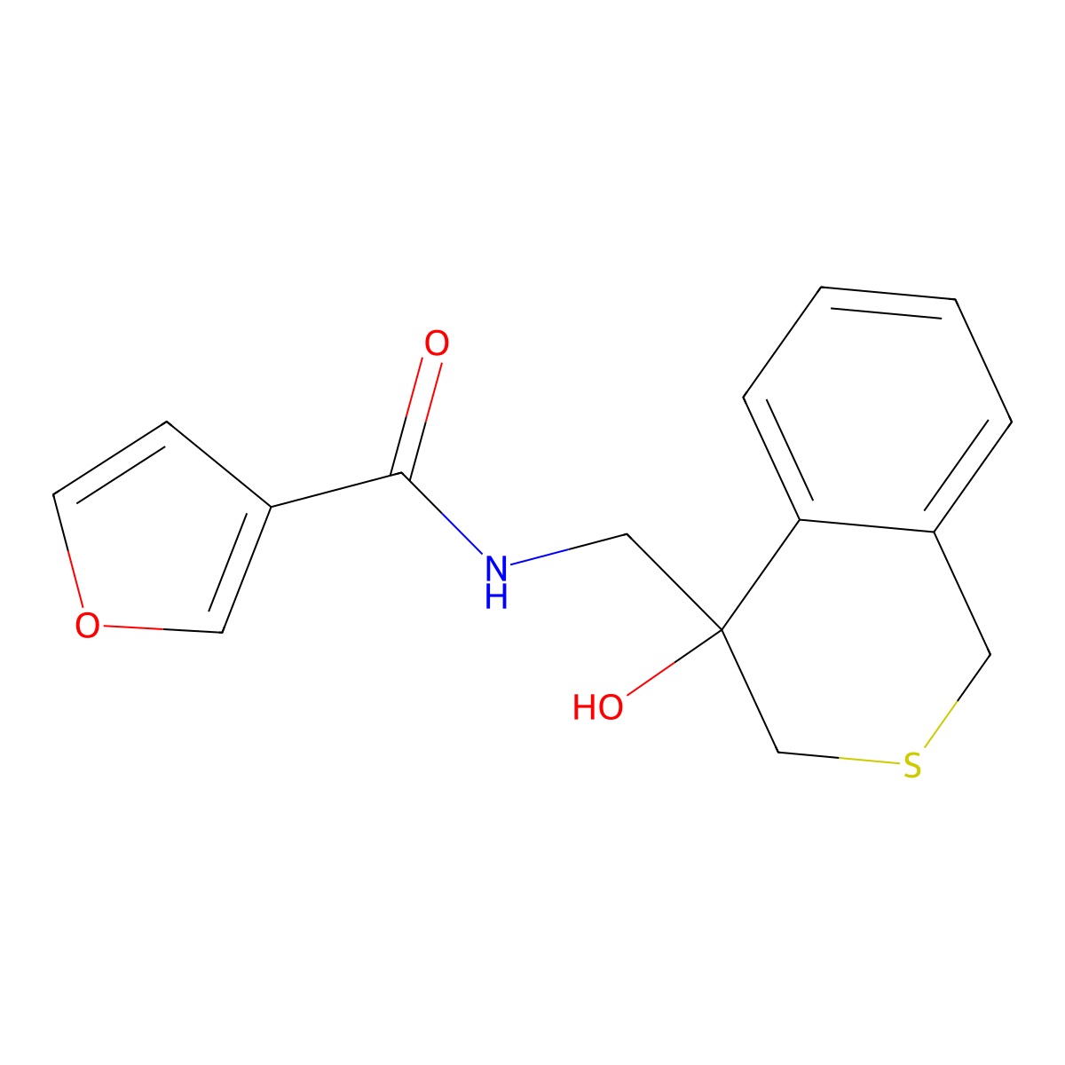 N-[(4-hydroxy-3,4-dihydro-1H-2-benzothiopyran-4-yl)methyl]furan-3-carboxamide molecular structure, CAS 2770637-48-2