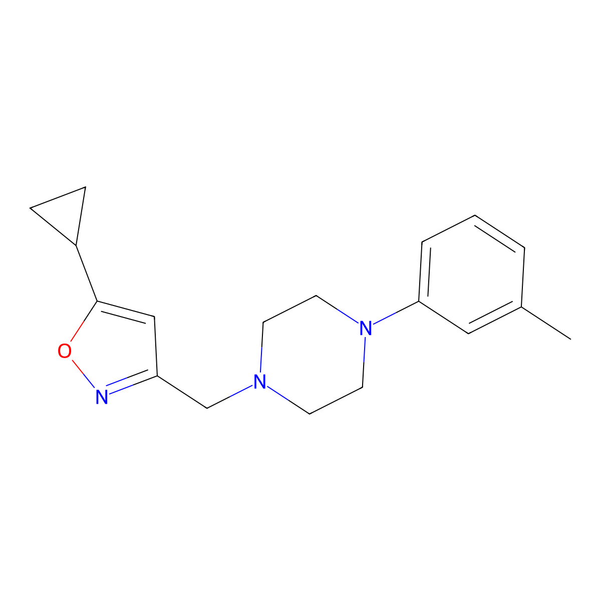 1-[(5-Cyclopropyl-1,2-oxazol-3-yl)methyl]-4-(3-methylphenyl)piperazine molecular structure, CAS 2770637-53-9