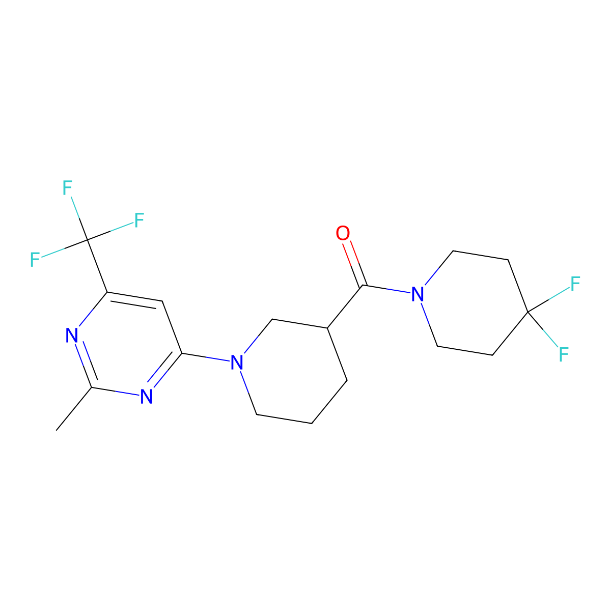 4-[3-(4,4-Difluoropiperidine-1-carbonyl)piperidin-1-yl]-2-methyl-6-(trifluoromethyl)pyrimidine molecular structure, CAS 2770637-64-2