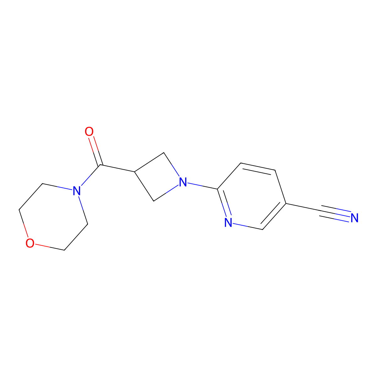 6-[3-(Morpholine-4-carbonyl)azetidin-1-yl]pyridine-3-carbonitrile molecular structure, CAS 2770637-73-3