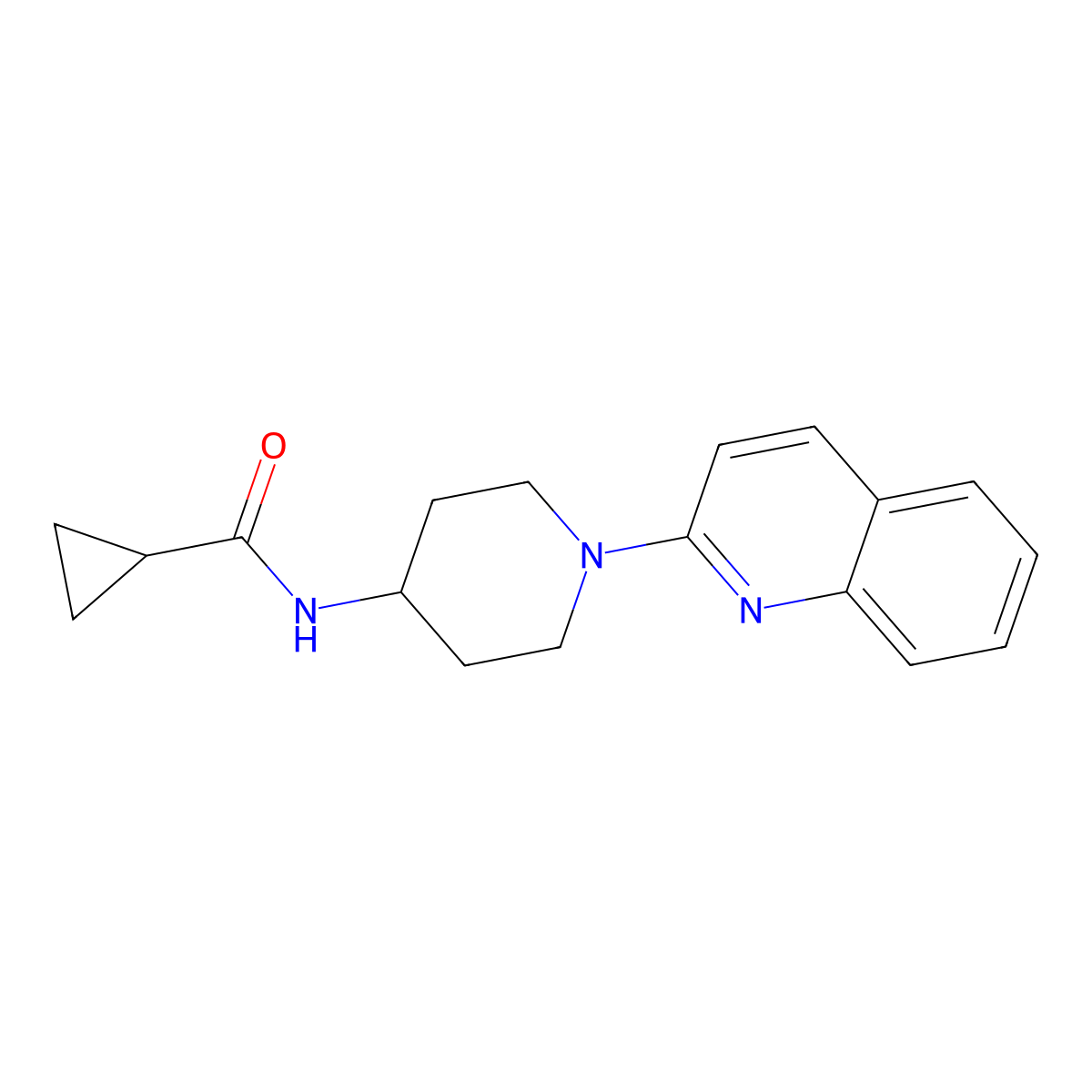 N-[1-(quinolin-2-yl)piperidin-4-yl]cyclopropanecarboxamide molecular structure, CAS 2770637-77-7