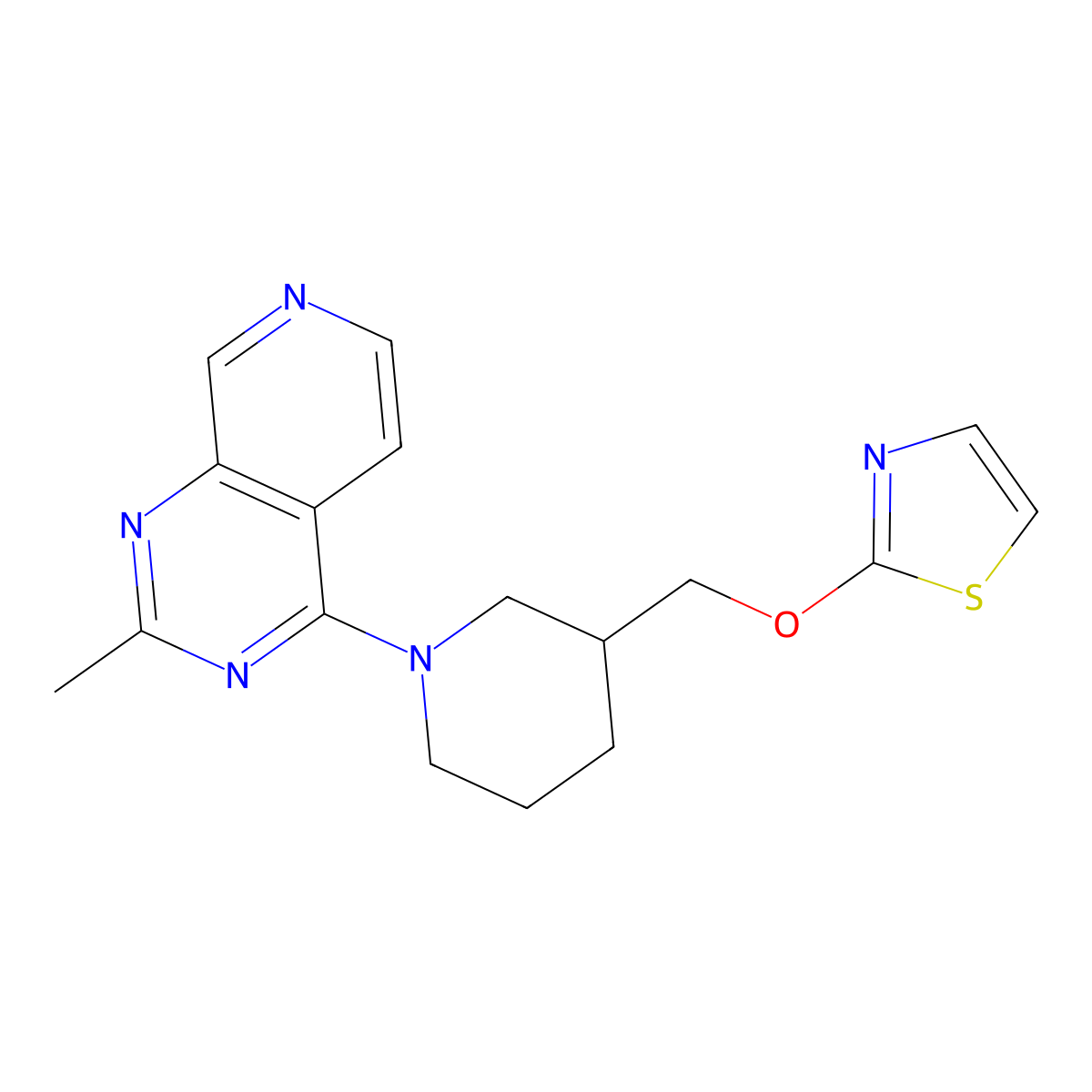 1-{2-Methylpyrido[3,4-d]pyrimidin-4-yl}-3-[(1,3-thiazol-2-yloxy)methyl]piperidine molecular structure, CAS 2770637-79-9