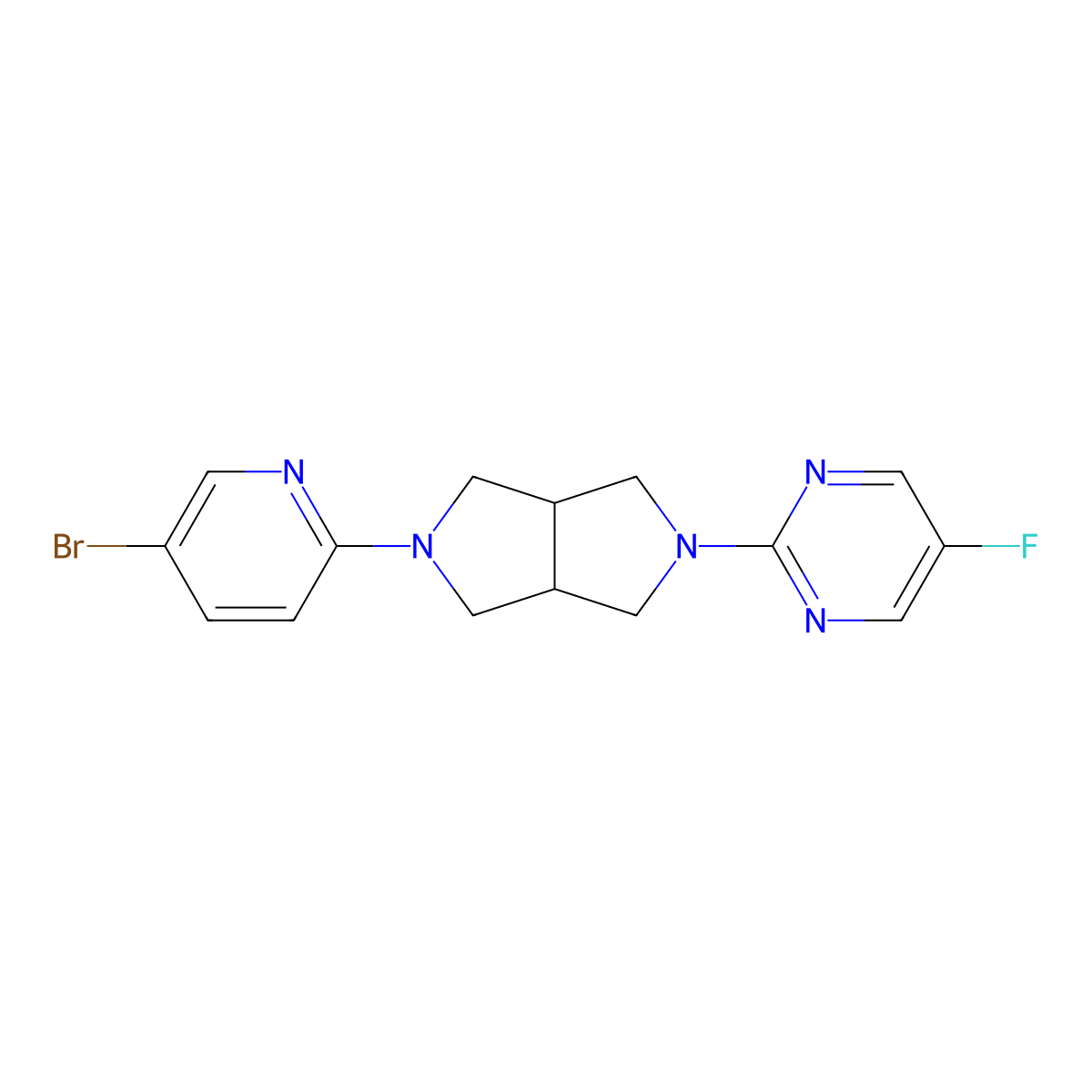 2-[5-(5-Bromopyridin-2-yl)-octahydropyrrolo[3,4-c]pyrrol-2-yl]-5-fluoropyrimidine molecular structure, CAS 2770637-85-7