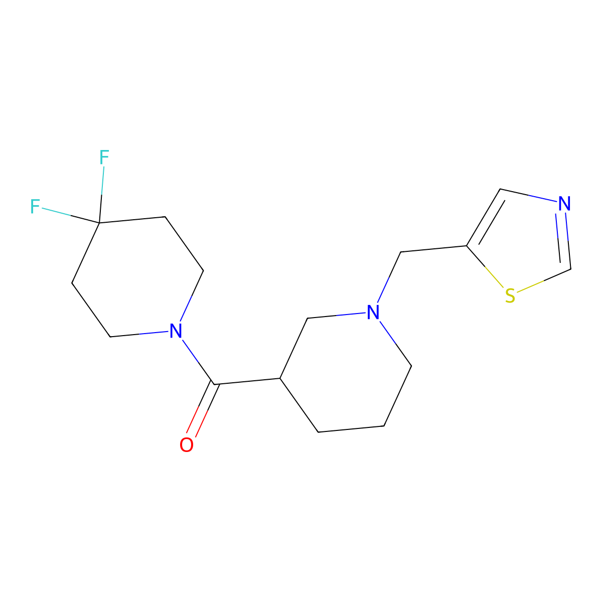 4,4-Difluoro-1-{1-[(1,3-thiazol-5-yl)methyl]piperidine-3-carbonyl}piperidine molecular structure, CAS 2770637-86-8