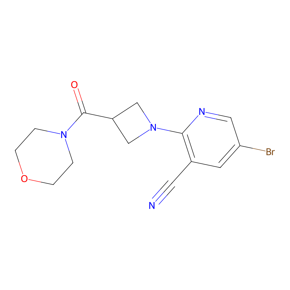 5-Bromo-2-[3-(morpholine-4-carbonyl)azetidin-1-yl]pyridine-3-carbonitrile molecular structure, CAS 2770637-87-9