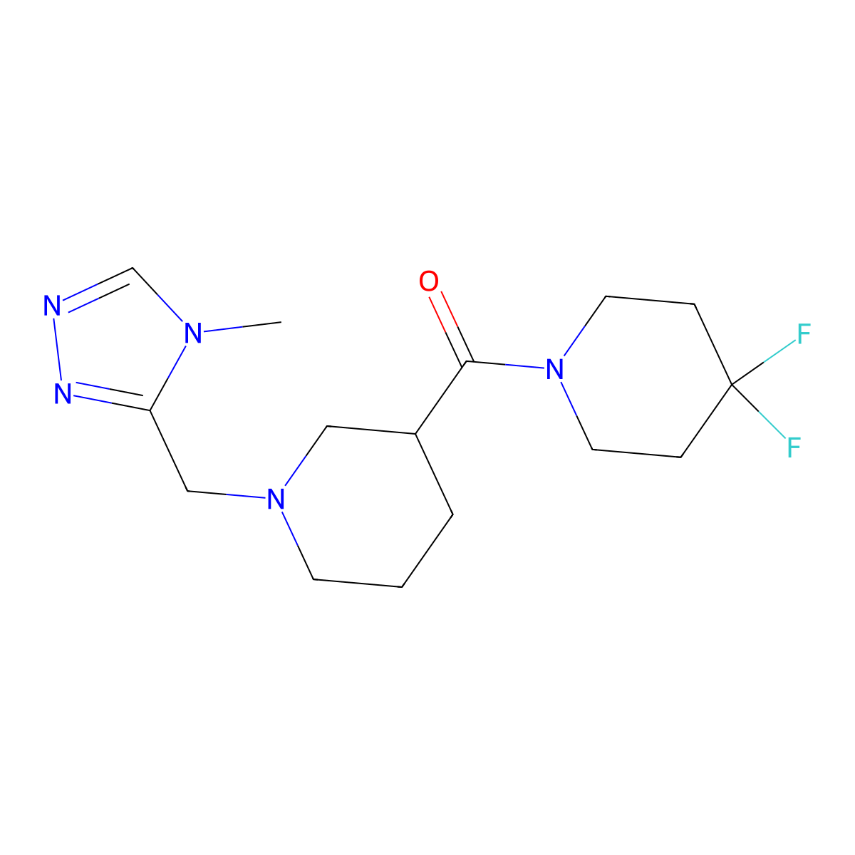 4,4-difluoro-1-{1-[(4-methyl-4H-1,2,4-triazol-3-yl)methyl]piperidine-3-carbonyl}piperidine molecular structure, CAS 2770637-92-6