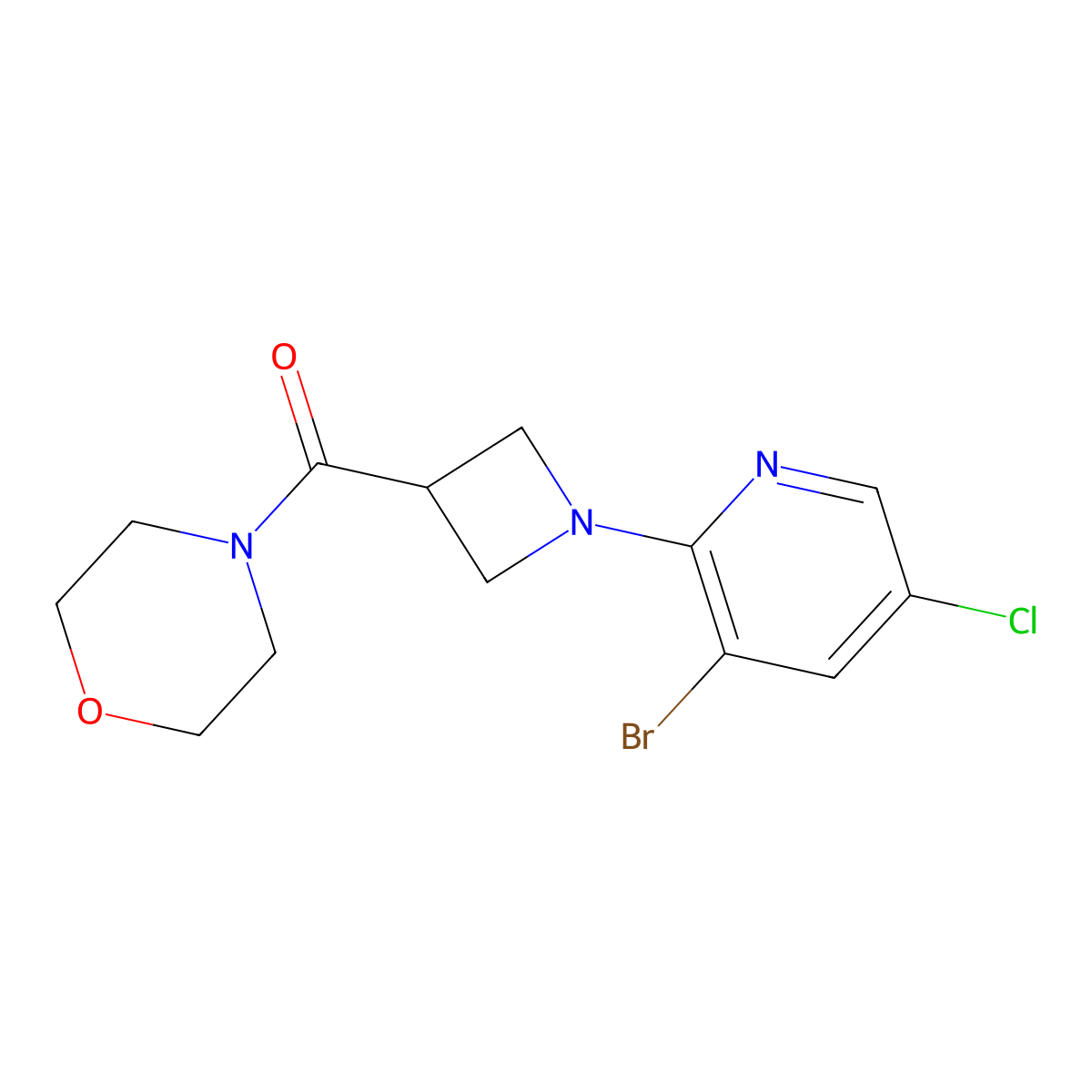 4-[1-(3-Bromo-5-chloropyridin-2-yl)azetidine-3-carbonyl]morpholine molecular structure, CAS 2770637-94-8