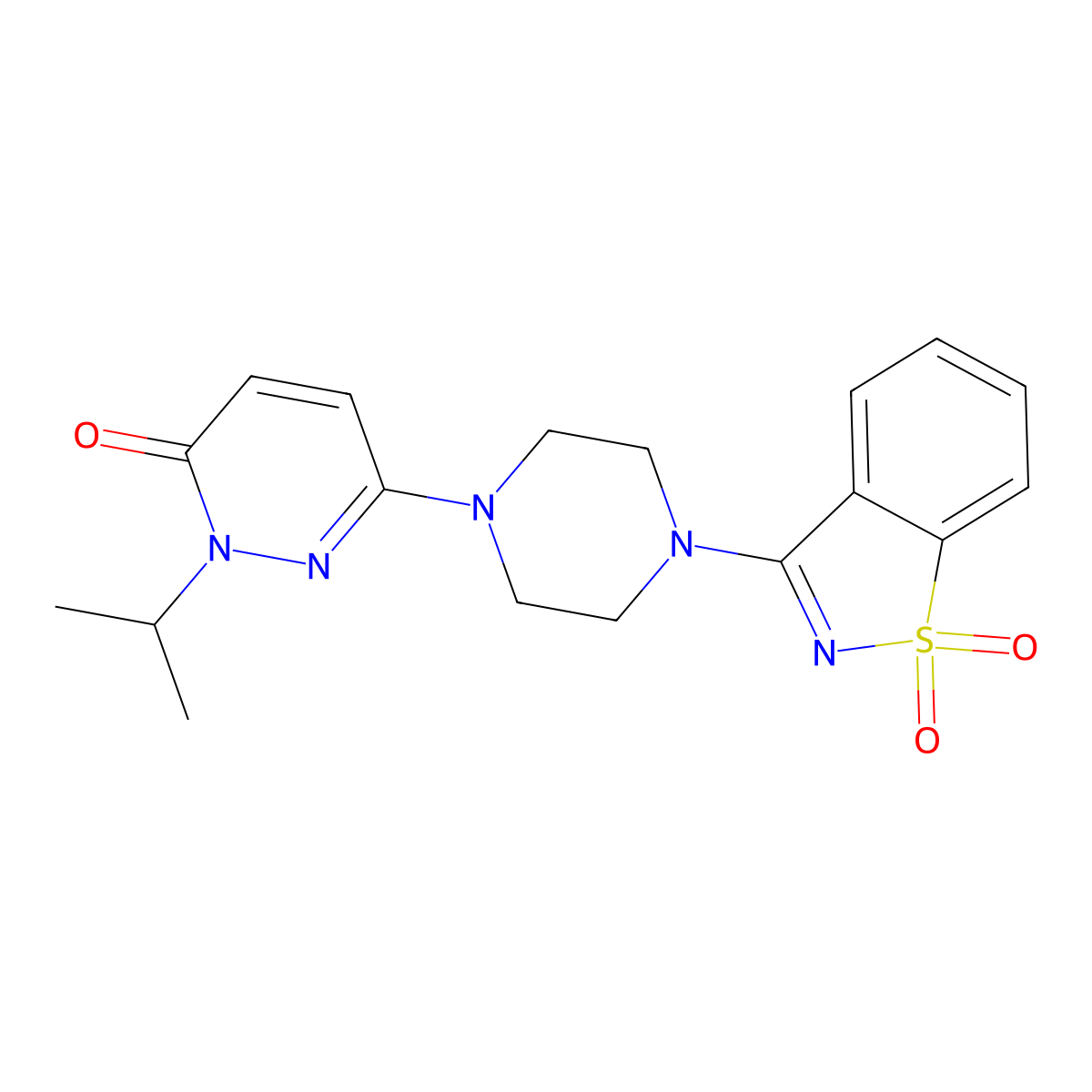 6-[4-(1,1-Dioxo-1,2-benzothiazol-3-yl)piperazin-1-yl]-2-propan-2-ylpyridazin-3-one molecular structure, CAS 2770638-01-0