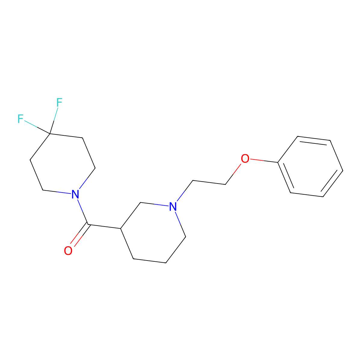 4,4-Difluoro-1-[1-(2-phenoxyethyl)piperidine-3-carbonyl]piperidine molecular structure, CAS 2770638-06-5