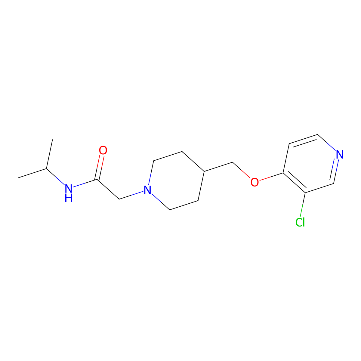 2-(4-{[(3-chloropyridin-4-yl)oxy]methyl}piperidin-1-yl)-N-(propan-2-yl)acetamide molecular structure, CAS 2770638-09-8