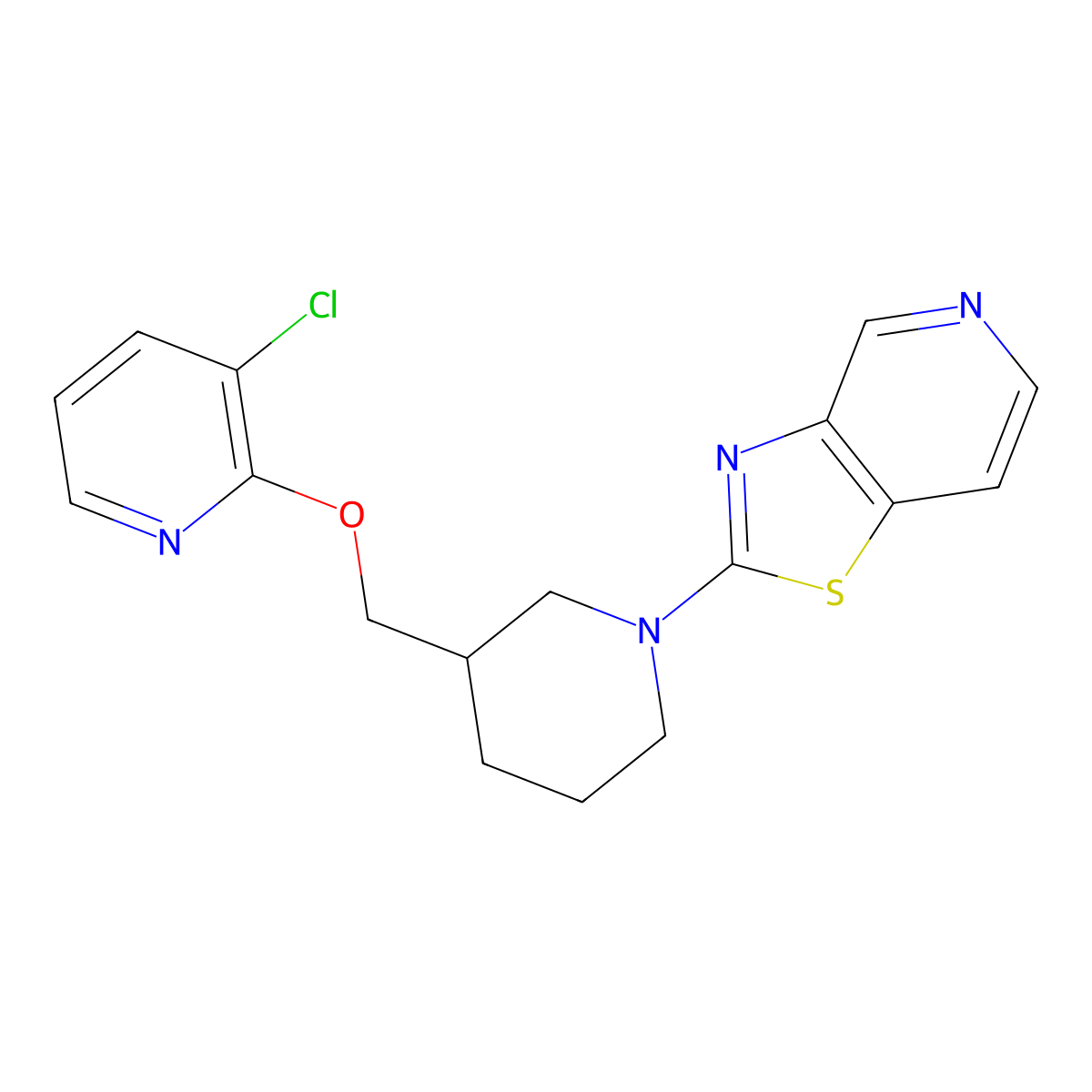 3-Chloro-2-[(1-{[1,3]thiazolo[4,5-c]pyridin-2-yl}piperidin-3-yl)methoxy]pyridine molecular structure, CAS 2770638-20-3