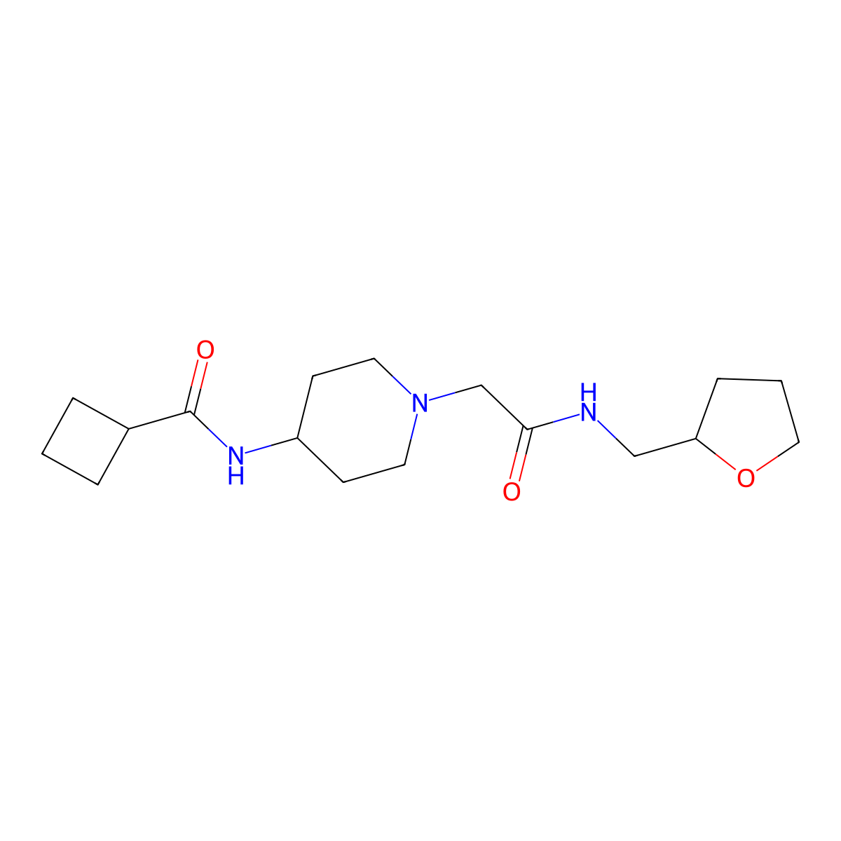 N-[1-({[(oxolan-2-yl)methyl]carbamoyl}methyl)piperidin-4-yl]cyclobutanecarboxamide molecular structure, CAS 2770638-22-5