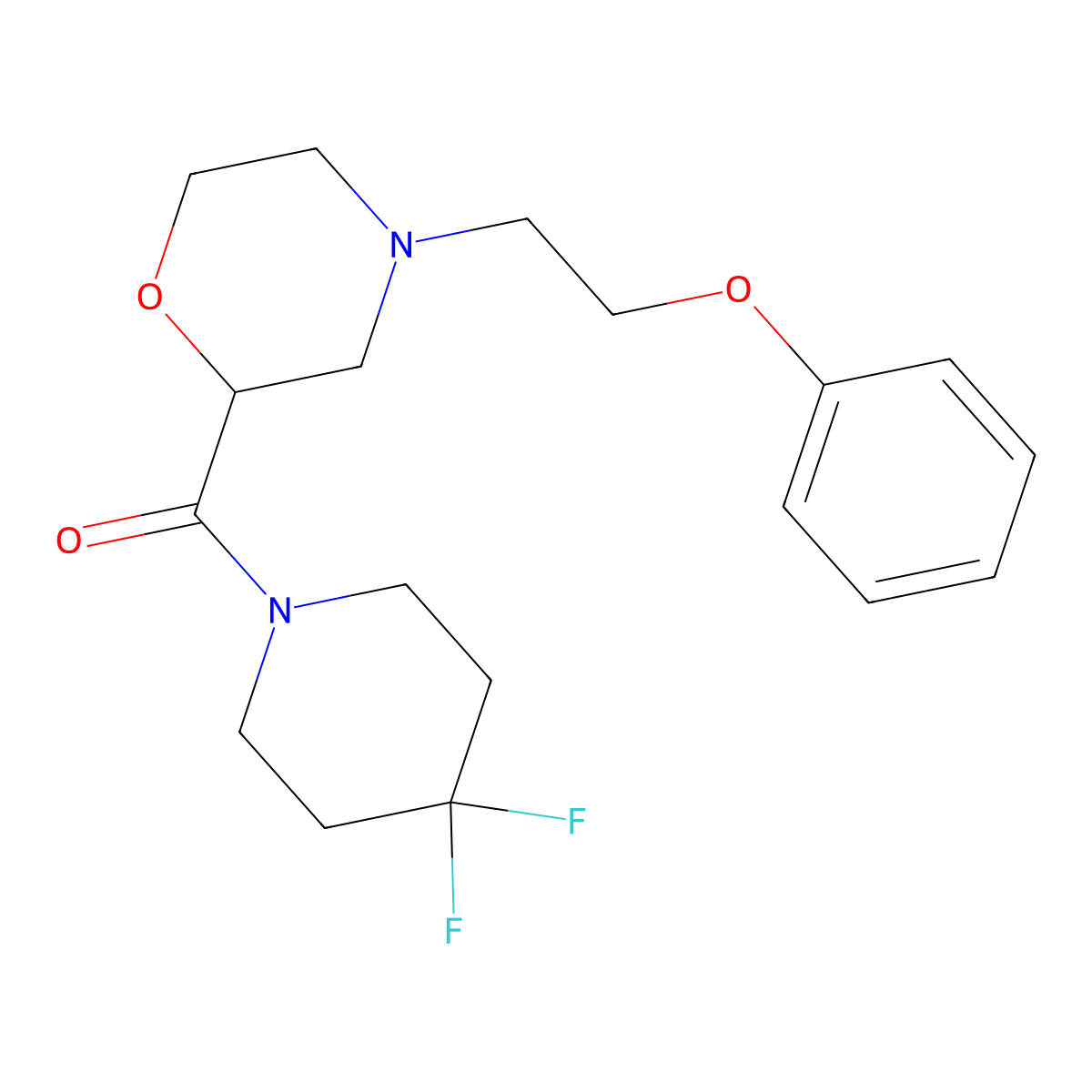 2-(4,4-Difluoropiperidine-1-carbonyl)-4-(2-phenoxyethyl)morpholine molecular structure, CAS 2770638-25-8