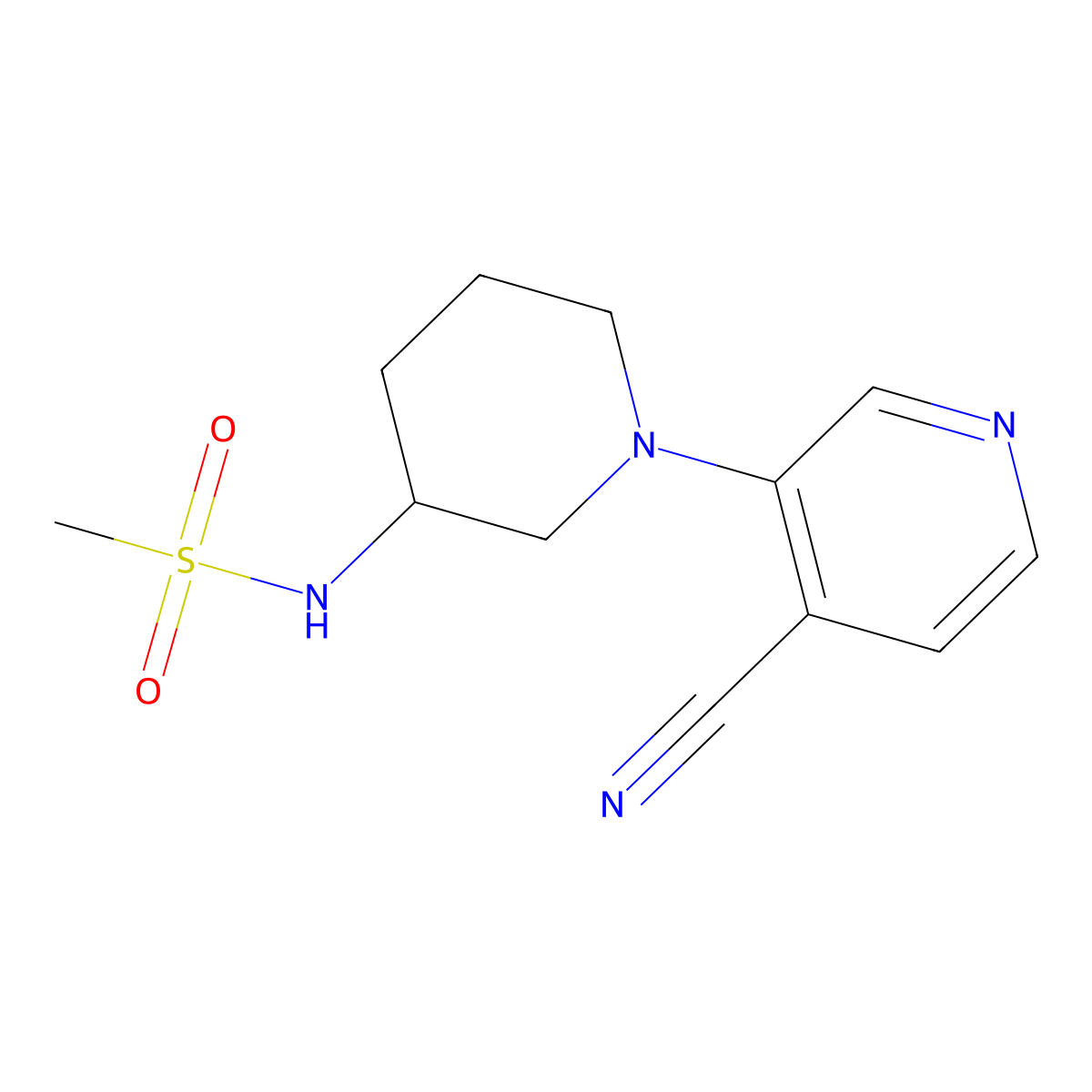 N-[1-(4-cyanopyridin-3-yl)piperidin-3-yl]methanesulfonamide molecular structure, CAS 2770638-35-0