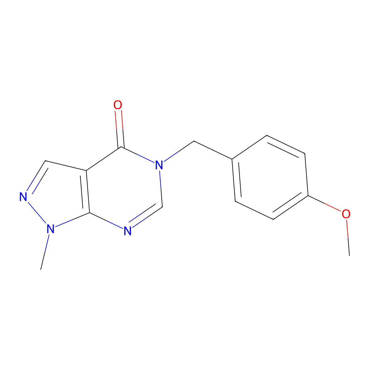 5-[(4-methoxyphenyl)methyl]-1-methyl-1H,4H,5H-pyrazolo[3,4-d]pyrimidin-4-one molecular structure, CAS 2770638-43-0