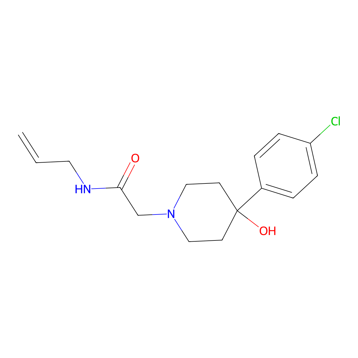 2-[4-(4-chlorophenyl)-4-hydroxypiperidin-1-yl]-N-(prop-2-en-1-yl)acetamide molecular structure, CAS 2770638-46-3