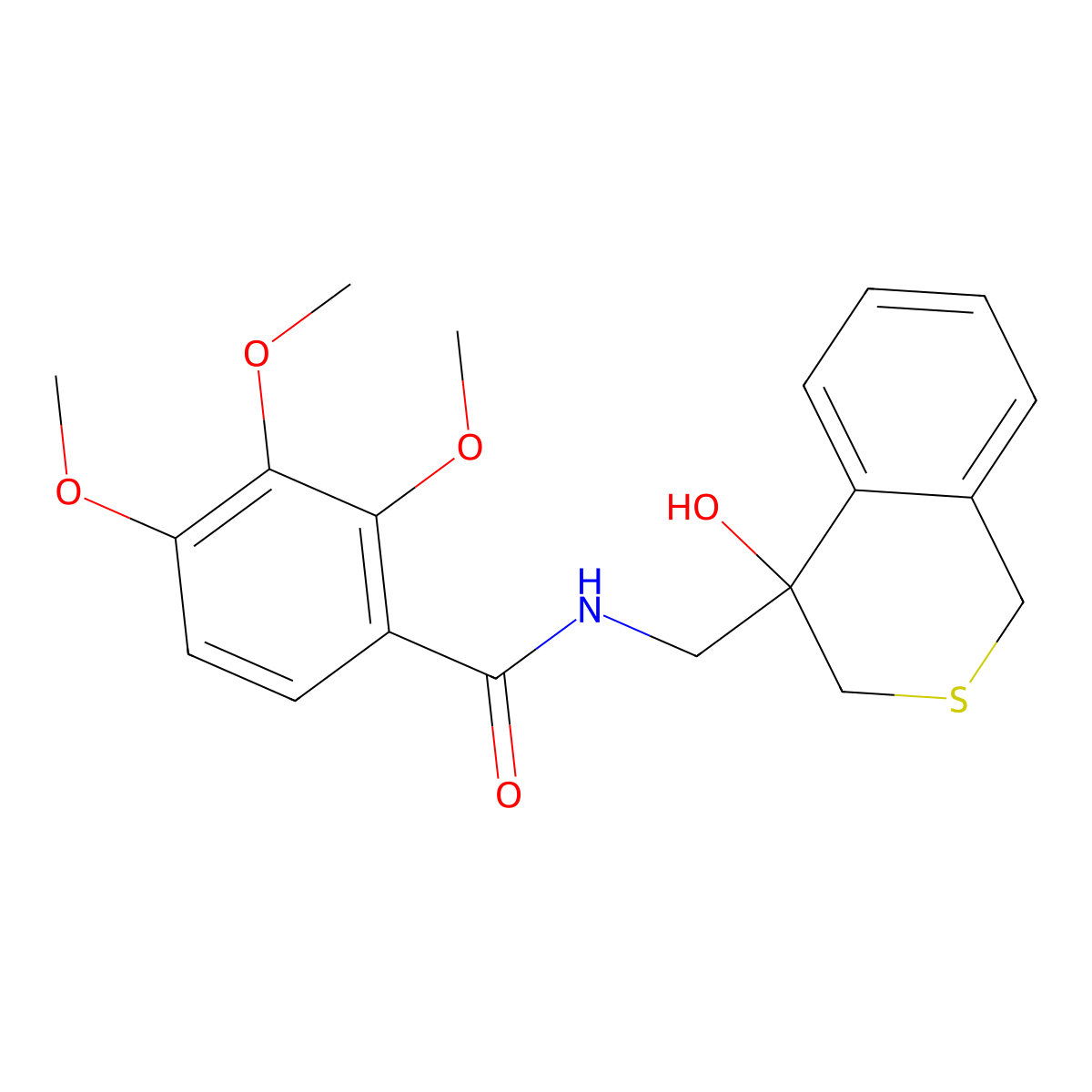 N-[(4-hydroxy-3,4-dihydro-1H-2-benzothiopyran-4-yl)methyl]-2,3,4-trimethoxybenzamide molecular structure, CAS 2770638-51-0