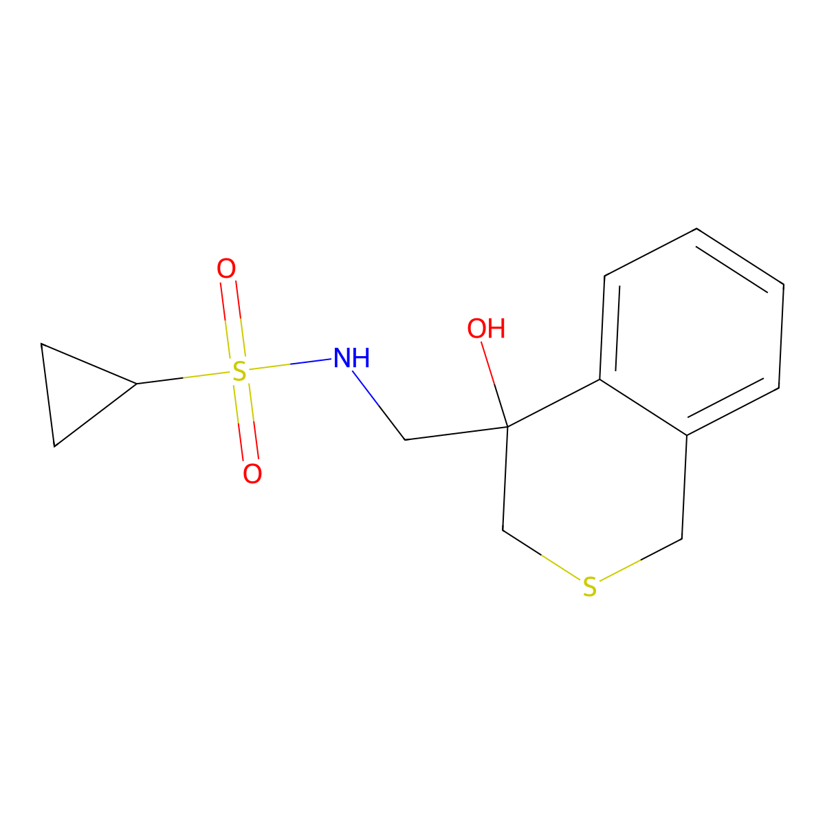 N-[(4-hydroxy-3,4-dihydro-1H-2-benzothiopyran-4-yl)methyl]cyclopropanesulfonamide molecular structure, CAS 2770638-58-7