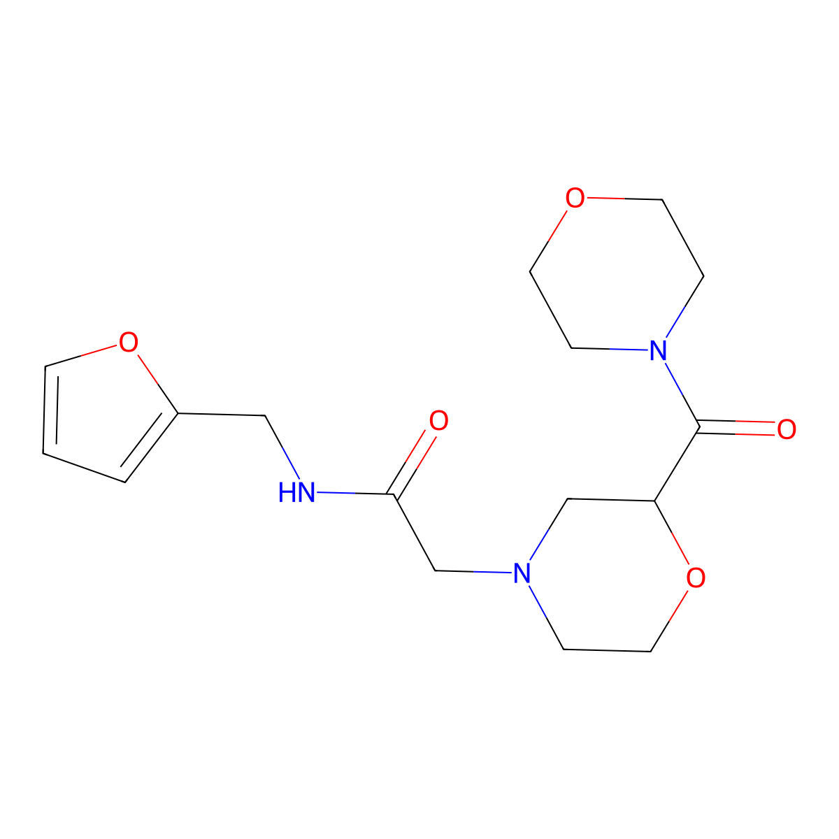 N-[(furan-2-yl)methyl]-2-[2-(morpholine-4-carbonyl)morpholin-4-yl]acetamide molecular structure, CAS 2770638-62-3