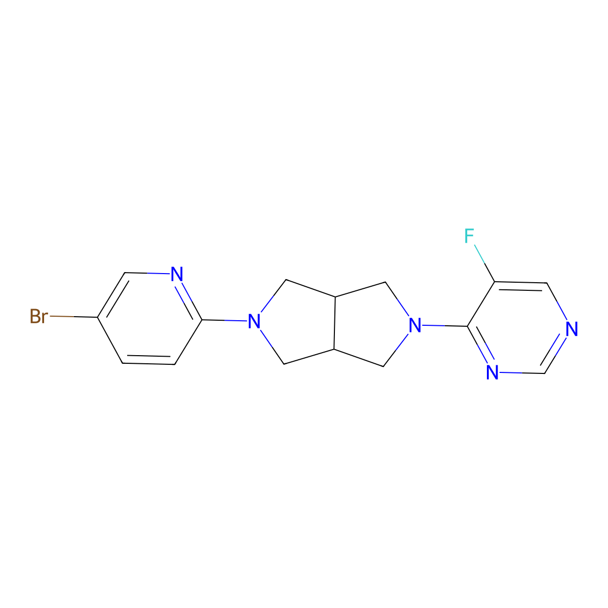 4-[5-(5-Bromopyridin-2-yl)-octahydropyrrolo[3,4-c]pyrrol-2-yl]-5-fluoropyrimidine molecular structure, CAS 2770638-65-6