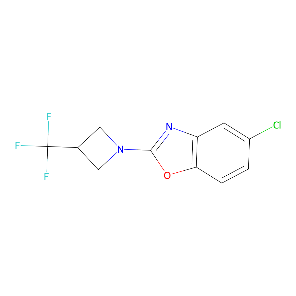 5-Chloro-2-[3-(trifluoromethyl)azetidin-1-yl]-1,3-benzoxazole molecular structure, CAS 2770638-67-8