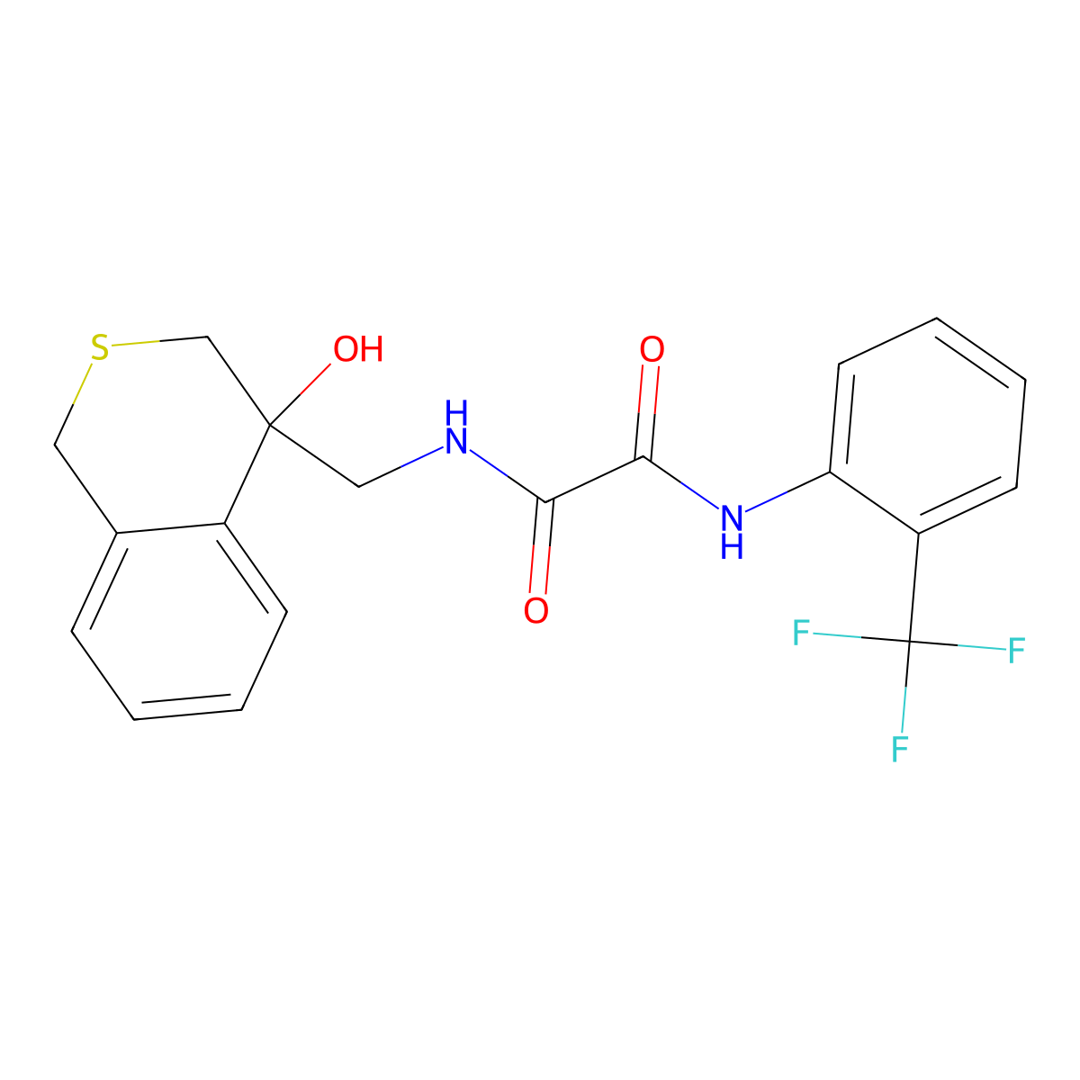 N'-[(4-hydroxy-3,4-dihydro-1H-2-benzothiopyran-4-yl)methyl]-N-[2-(trifluoromethyl)phenyl]ethanediamide molecular structure, CAS 2770638-68-9