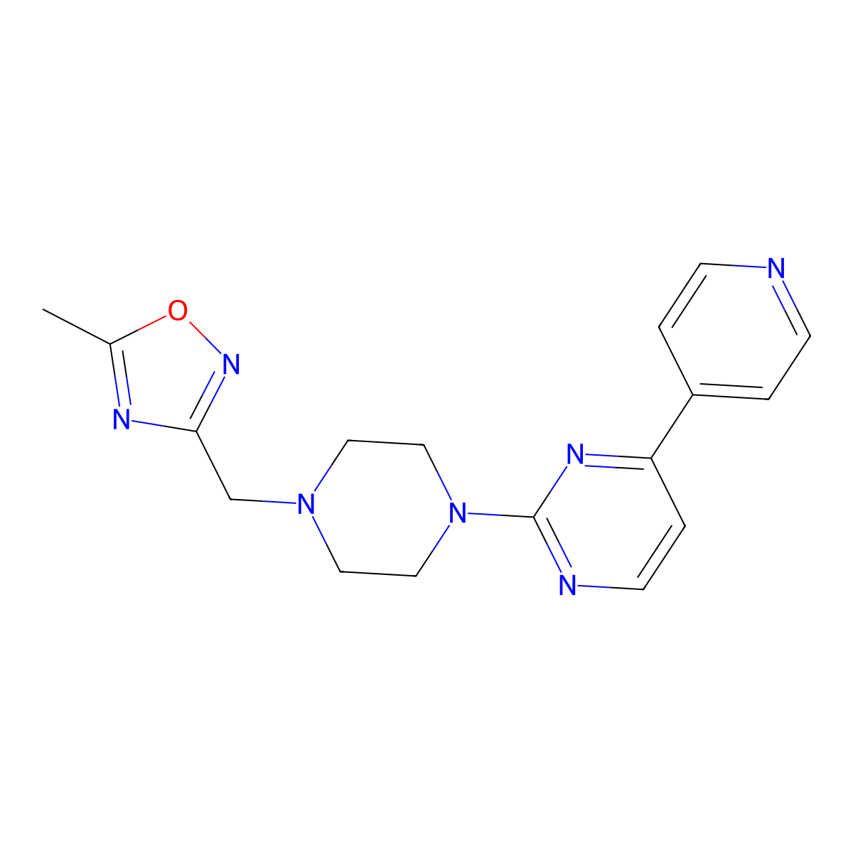 2-{4-[(5-Methyl-1,2,4-oxadiazol-3-yl)methyl]piperazin-1-yl}-4-(pyridin-4-yl)pyrimidine molecular structure, CAS 2770638-71-4
