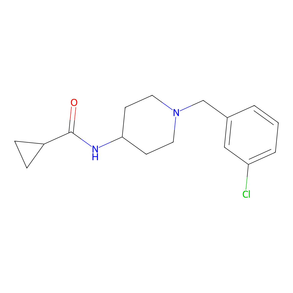N-{1-[(3-chlorophenyl)methyl]piperidin-4-yl}cyclopropanecarboxamide molecular structure, CAS 2770638-72-5