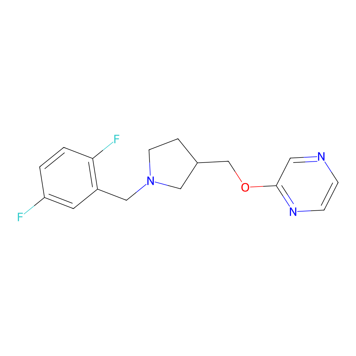 2-({1-[(2,5-Difluorophenyl)methyl]pyrrolidin-3-yl}methoxy)pyrazine molecular structure, CAS 2770638-79-2