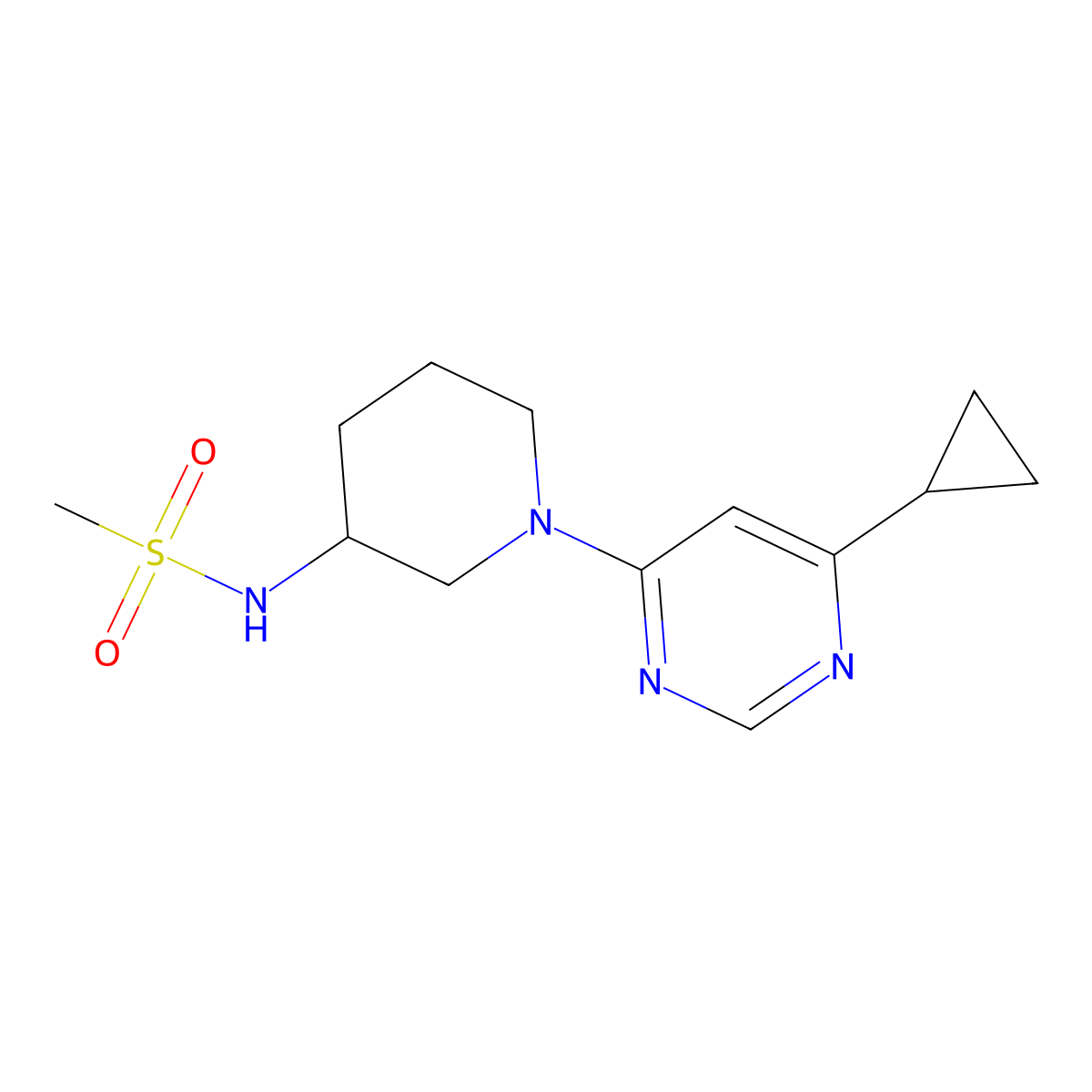 N-[1-(6-cyclopropylpyrimidin-4-yl)piperidin-3-yl]methanesulfonamide molecular structure, CAS 2770638-80-5